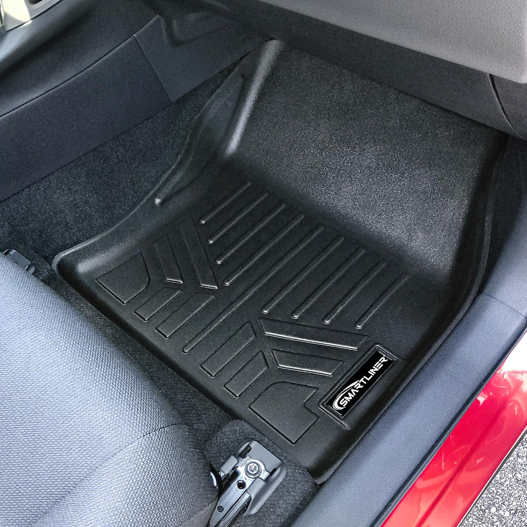SMARTLINER Custom Fit All Weather 1st Row Black Floor Mat Liner Set Compatible With 2022-2024 Toyota Corolla Cross Hybrid (SA0724)