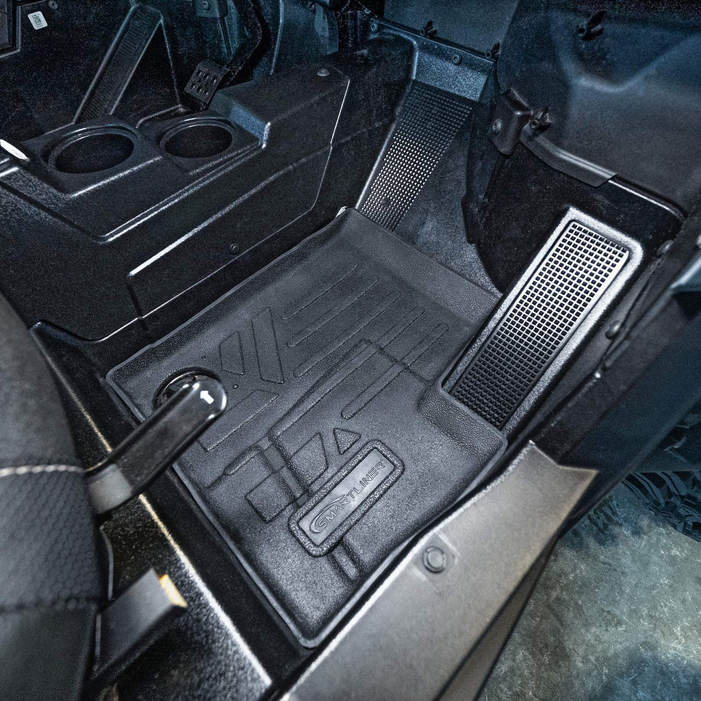 SMARTLINER All Weather Protection Custom Fit Black 2 Row Rugged Rubber Floor Liner Set Compatible With 2019-2023 Polaris RZR XP 4 1000 (UA0120/UB0120)