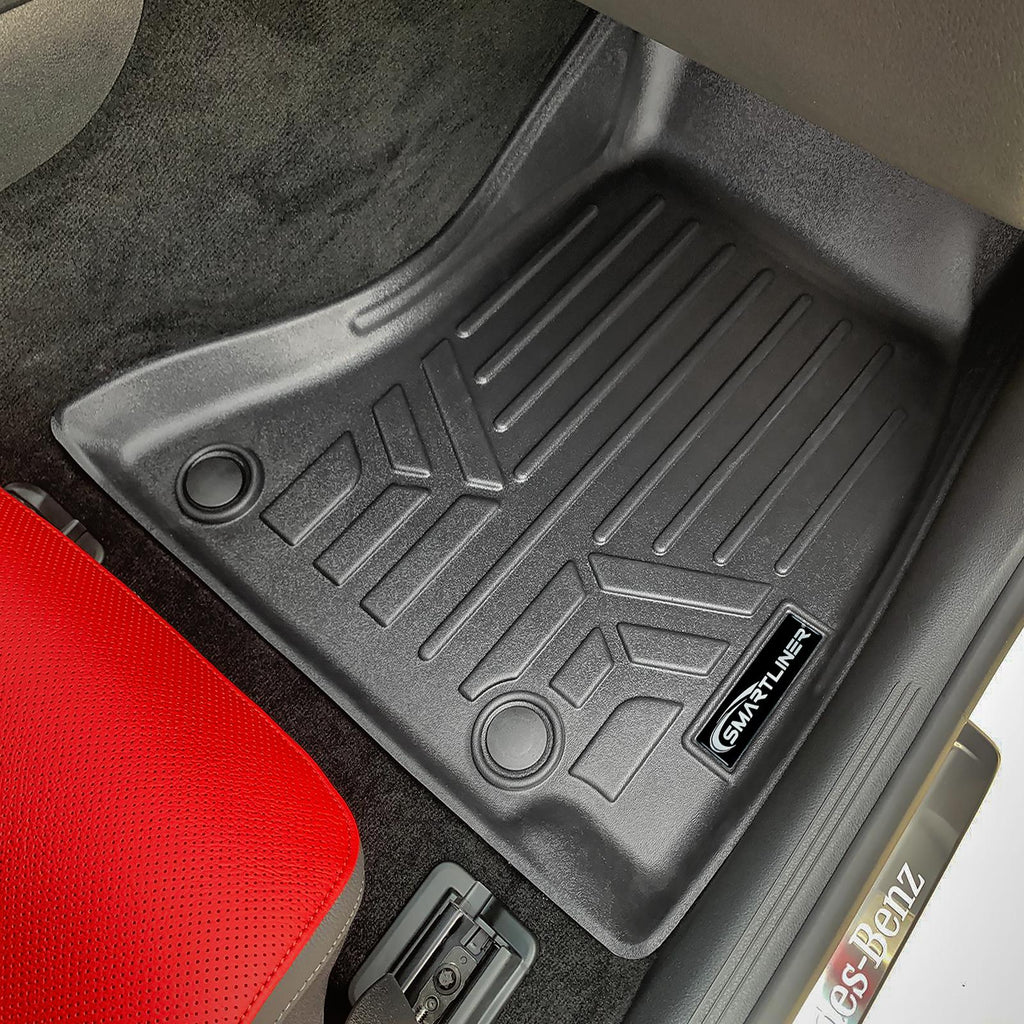 SMARTLINER All Weather Protection Custom Fit Black 2 Row Floor Mats and Cargo Liner Set Compatible With 2022-2024 Mercedes Benz C-Class (SA0740/B0740/D0740)
