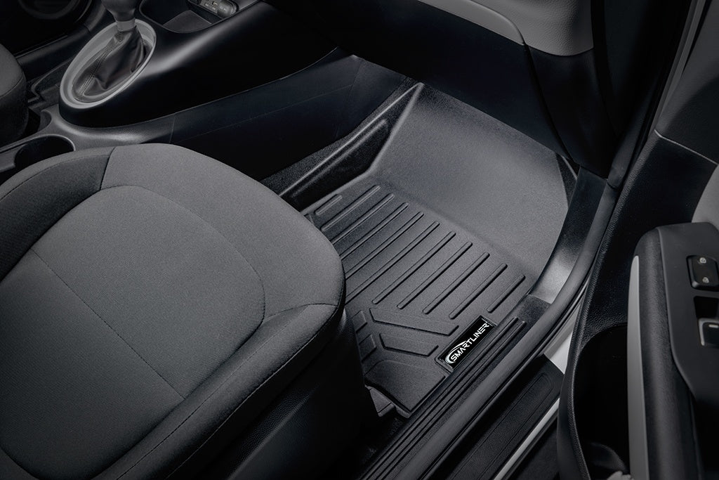 SMARTLINER Custom Fit Floor Mats 2 Row Liner Set Black Compatible With 2014-2019 Kia Soul (SA0266/B0266)