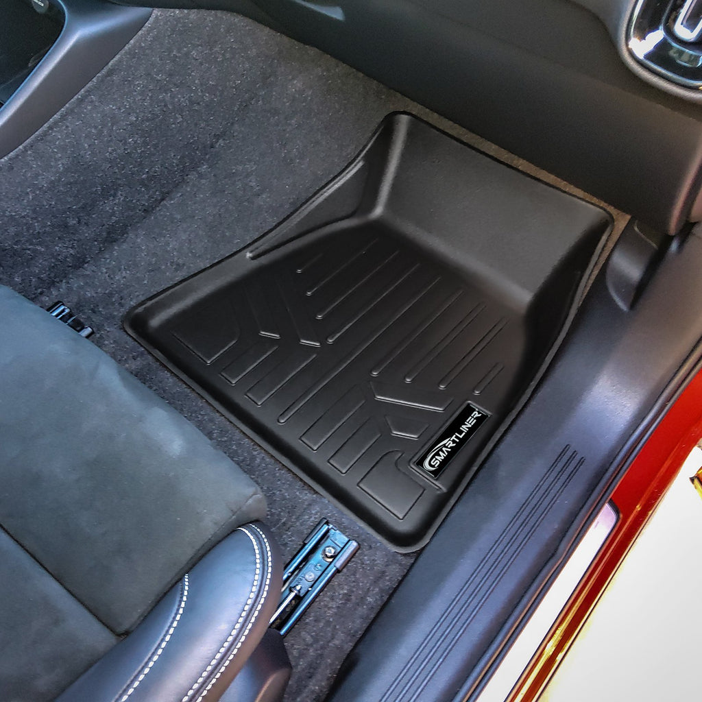 SMARTLINER Custom Fit All Weather 2 Row Floor Mats & Cargo Liner Set Black Compatible With 2021-2023 Volvo XC40 Recharge (SA0617/B0617/D0588)