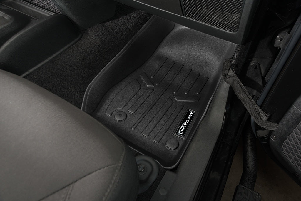 SMARTLINER Floor Mats 1st Row Liner Set Black Compatible With 2014-2018 Jeep Wrangler 2-Dr and Unlimited Models (SA0194)