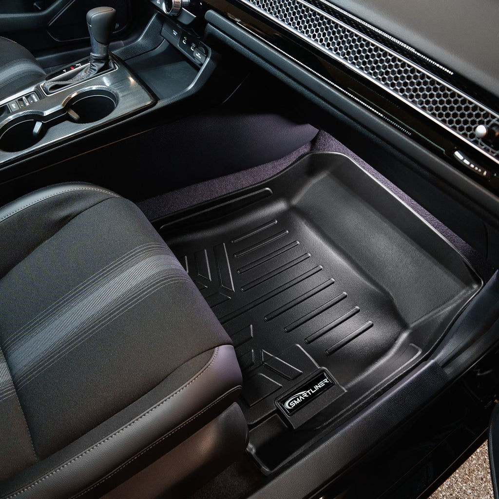 SMARTLINER Custom Fit All Weather Black 2 Row Floor Mat Liner Set Compatible With 2023-2025 Acura Integra (SA0586/B0597-R)