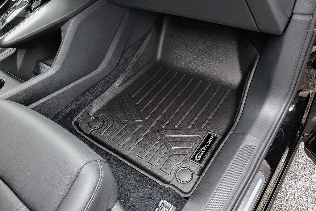 SMARTLINER Custom Fit All Weather Protection Black 2 Row Floor Liners & Cargo Liner behind the 2nd Row Seats Compatible With 2022-2024 Audi Q4 e-tron (SA0650/B0650/D0650)