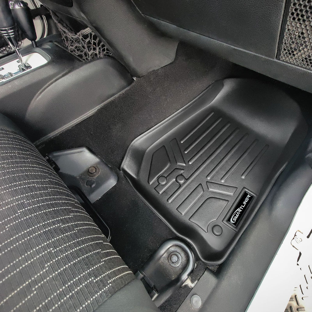 SMARTLINER Custom Fit Floor Mats 1st Row Liner Set Black Compatible With 2007-2013 Jeep Wrangler - All Models (SA0139)