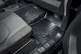 SMARTLINER Custom Floor Mats 2 Row Liner Set Black Compatible With 2008-2021 Nissan Frontier Crew Cab with Dual Drivers Side Floor Posts (SA0121/B0121)