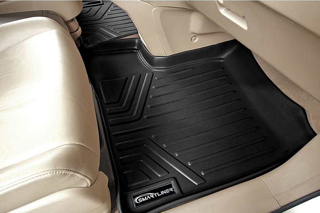 SMARTLINER Custom Fit All Weather Protection Black 2 Row Floor Liners & Cargo Liner behind the 2nd Row Seats Compatible With 2007-2011 Honda CR-V (SA0021/B0021/D0014)