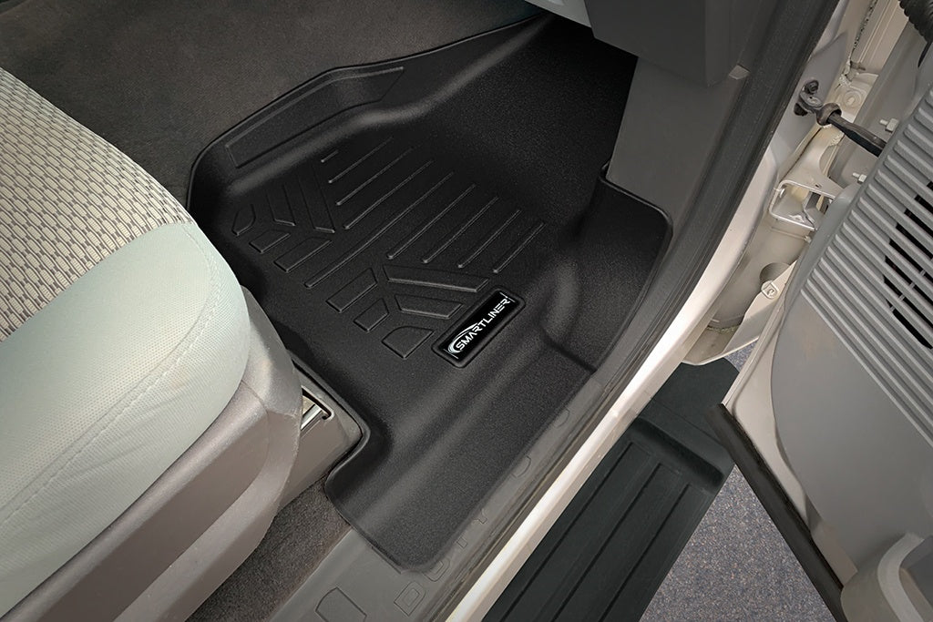 SMARTLINER Floor Mats 2 Row Liner Set Black Compatible With 2012-2016 Ford F-250/F-350 Super Duty SuperCab with Raised Drivers Side Pedal (SA0116/B0091)