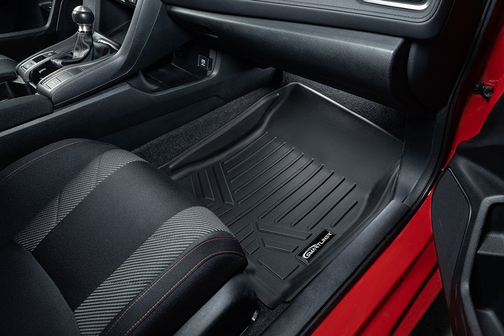 SMARTLINER Custom Fit Floor Mats 2 Rows & Cargo Liner Trunk Set Black Compatible With 2017-2021 Honda Civic Type R (SA0224/B0224/D0506)