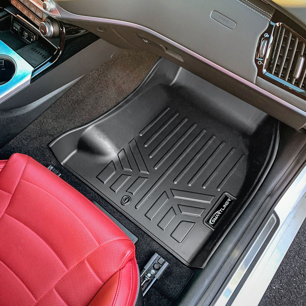 SMARTLINER Custom Fit All Weather 2 Row Floor Mats & Cargo Liner Set Black Compatible With 2018-2023 Kia Stinger Models) (SA0685/B0554/D0554)