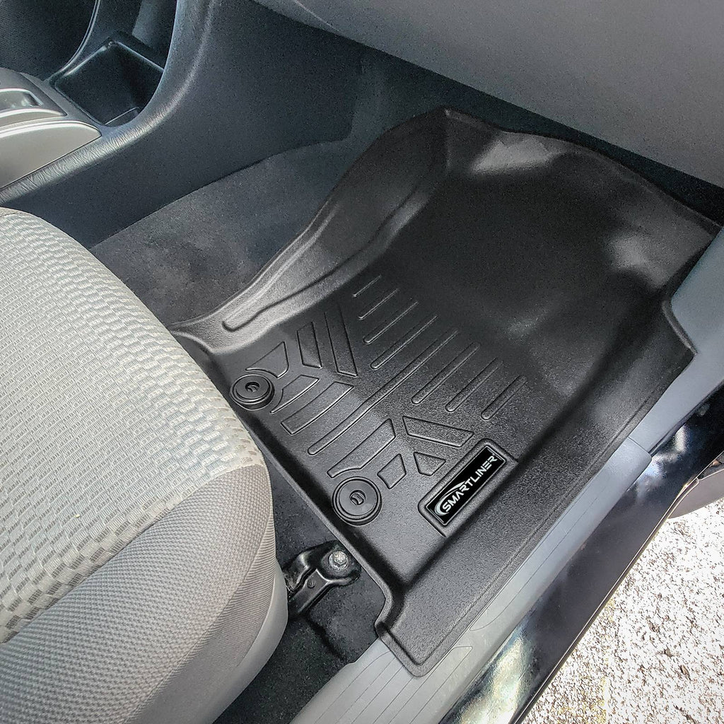 SMARTLINER Floor Mats 2 Rows and Truck Bed Liner Set Black Compatible With 2012-2015 Toyota Tacoma Double Cab (SA0107/B0033/K0207)
