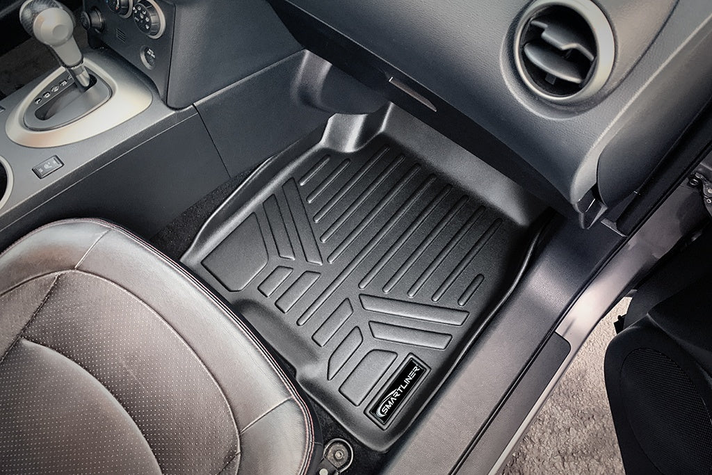 SMARTLINER Custom Fit Floor Mats 2 Row Liner Set Black Compatible With 2008-2013 Nissan Rogue / 2014-2015 Rogue Select (SA0050/B0050)