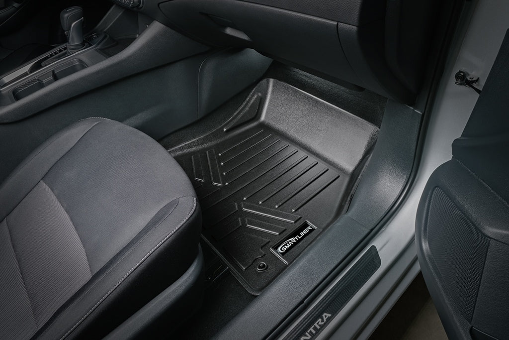 SMARTLINER Custom Fit All Weather Black 2 Row Floor Mat Liner Set Compatible With 2022-2023 Nissan Sentra (SA0606/B0605)