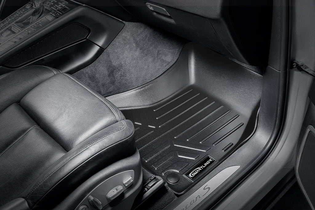 SMARTLINER Custom Fit Floor Mats 2 Row Liner Set Black Compatible With 2014-2021 Porsche Macan - All Models (SA0214/B0215)