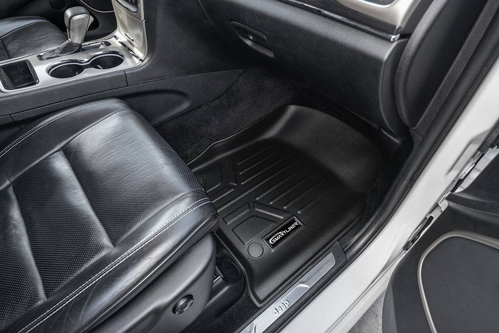 SMARTLINER Custom Fit Floor Mats 2 Row Liner Set Black Compatible With 2016-2022 Jeep Grand Cherokee / Dodge Durango (SA0315/B0071)