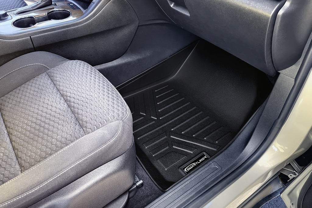 SMARTLINER Custom Floor Mats 3 Rows and Cargo Liner Behind 3rd Row Set Black Compatible With 2020-2025 Cadillac XT6 with 2nd Row Bench Seat (SA0230-R/B0248-R/C0248-R/E0230-R)