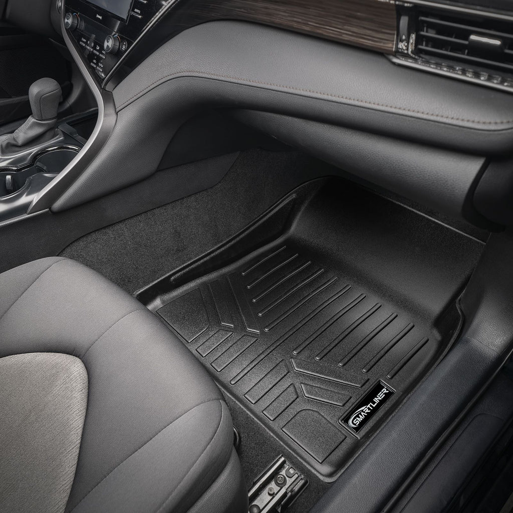 SMARTLINER Custom Fit Floor Mats 1st Row Liner Set Black Compatible With 2018-2025 Toyota Camry Standard or Hybrid Models (SA0330)