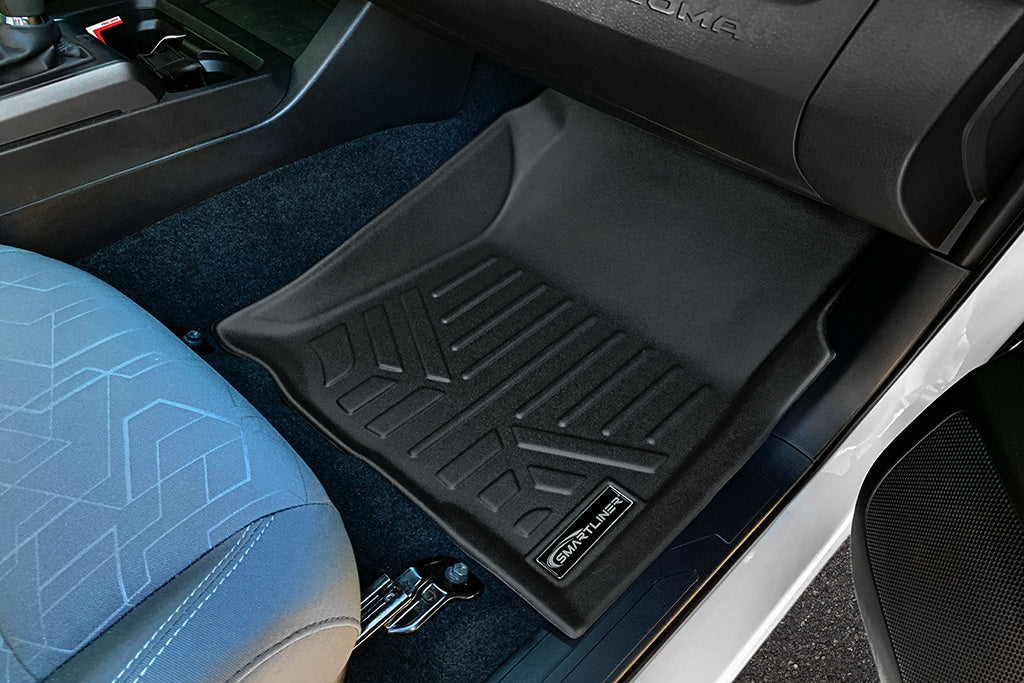 SMARTLINER Custom Fit Floor Mats 1st Row Liner Set Black Compatible With 2016-2017 Toyota Tacoma - All Models (SA0207)