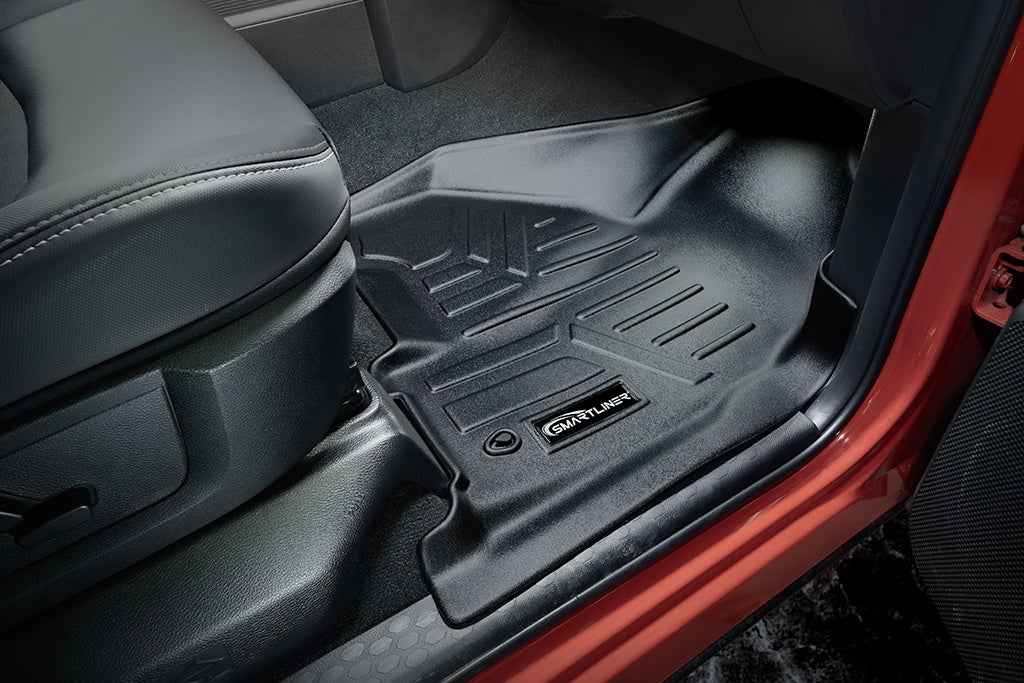 SMARTLINER Floor Mats 2 Row Liner Set Black Compatible With 2012-2022 RAM 1500/2500/3500 Crew Cab (SA0247/B0047)