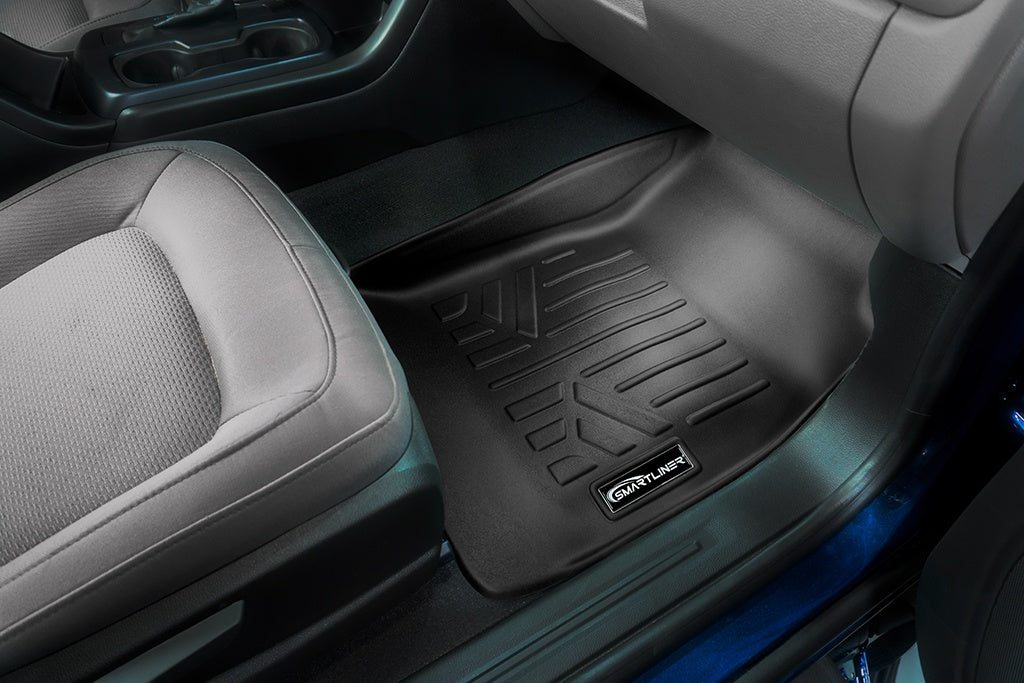 SMARTLINER Custom Fit Floor Mats 2 Row Liner Set Black Compatible With 2015-2022 Chevy Colorado Extended Cab / GMC Canyon Extended Cab (SA0164/B0227)