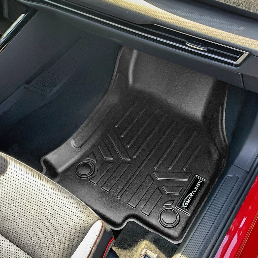 SMARTLINER All Weather Protection Custom Fit Black 2 Row Floor Mat Liner Set Compatible With 2015-2021 Volkswagen Golf/ Golf GTI (SA0741/B0741)