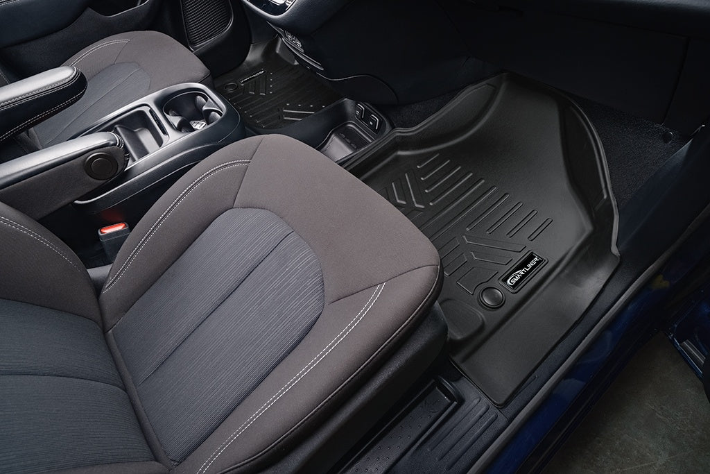 SMARTLINER Floor Mats/Cargo Liner Behind 3rd Row Set Black 2017-21 Pacifica L with 2nd Row Deluxe Bench Seat and 2020 Voyager (SA0232/B0359/E0232)