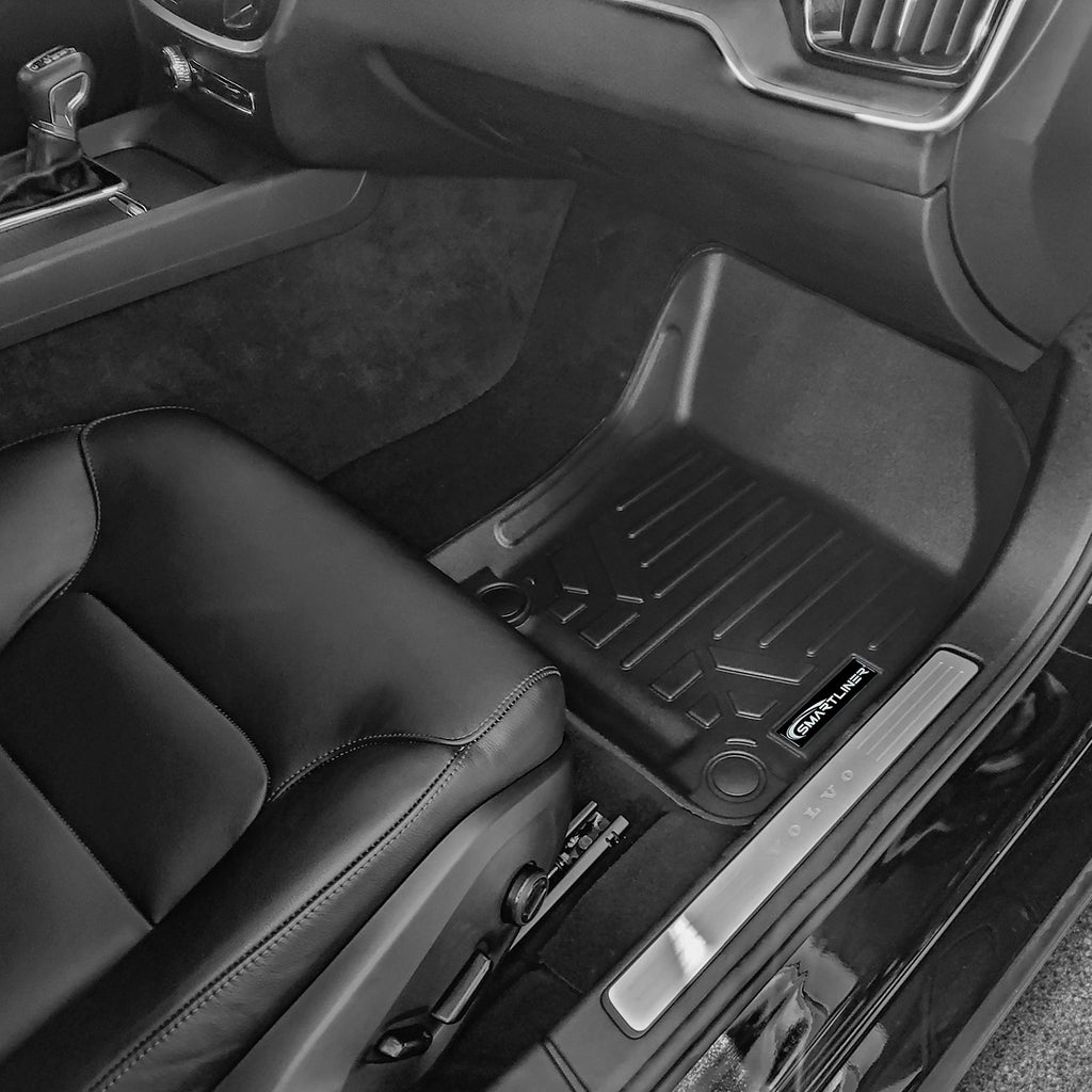 SMARTLINER Custom Fit All Weather Black 2 Row Floor Mats and Cargo Liner Set Compatible With 2020-2021 Volvo V60 & 2020-2023 Volvo V60 Cross Country (SA0661/B0661/D0661)