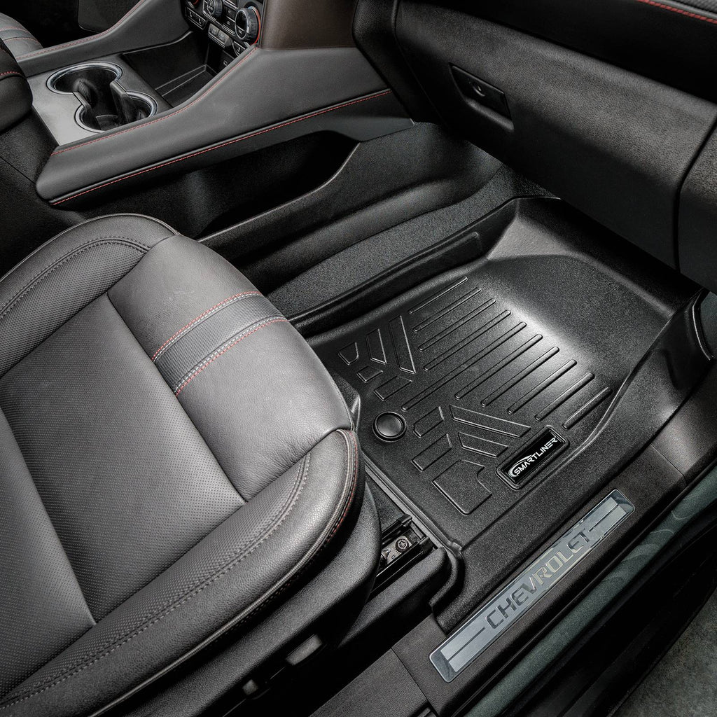 SMARTLINER 2 Row Floor Mats & Cargo Liner Behind 3rd Row Set Compatible With 2021-2024 Cadillac Escalade ESV with 2nd Row Bench Seat (SA0524/B0525/E0526-R)