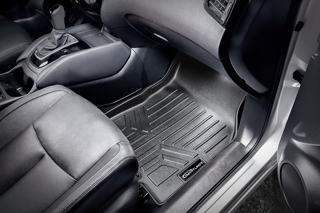 SMARTLINER Custom Fit Floor Mats 2 Row Liner Set Black Compatible With 2017-2021 Nissan Rogue Sport (SA0340/B0340)