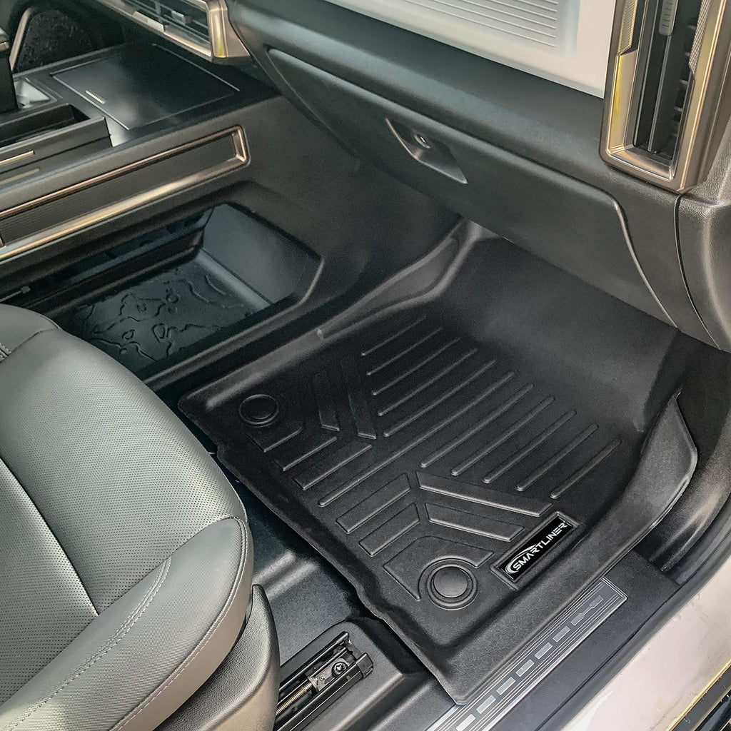 SMARTLINER All Weather Protection Custom Fit Black 1st Row Floor Mat Liner Set Compatible With 2022-2024 GMC Hummer EV Pickup & 2024 GMC Hummer EV SUV (SA0660)