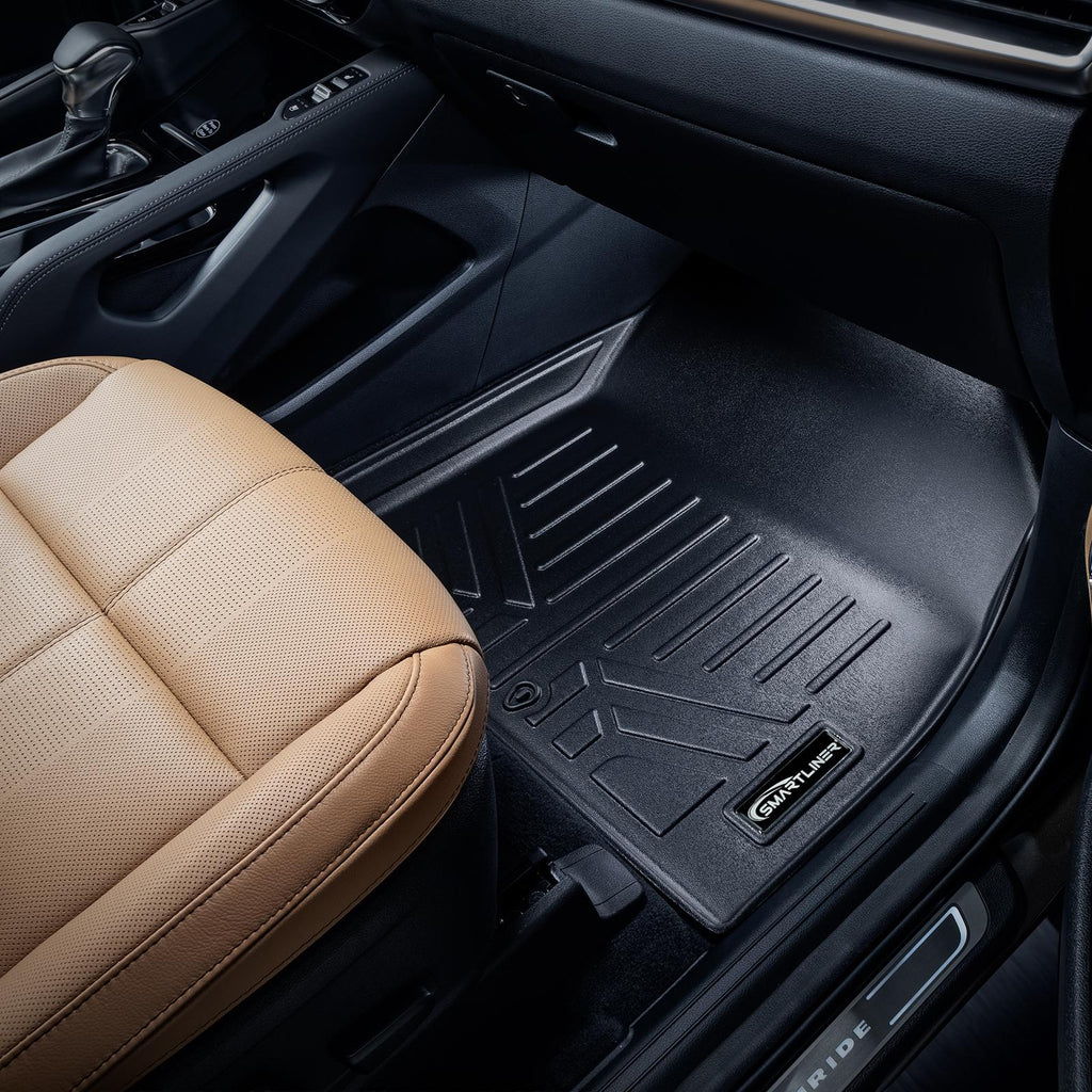 SMARTLINER All Weather Custom Fit Black 3 Row Floor Mat Liner Set Compatible With 2020-2023 Kia Telluride with 2nd Bucket Seats Without Center Console (SA0417/B0447)