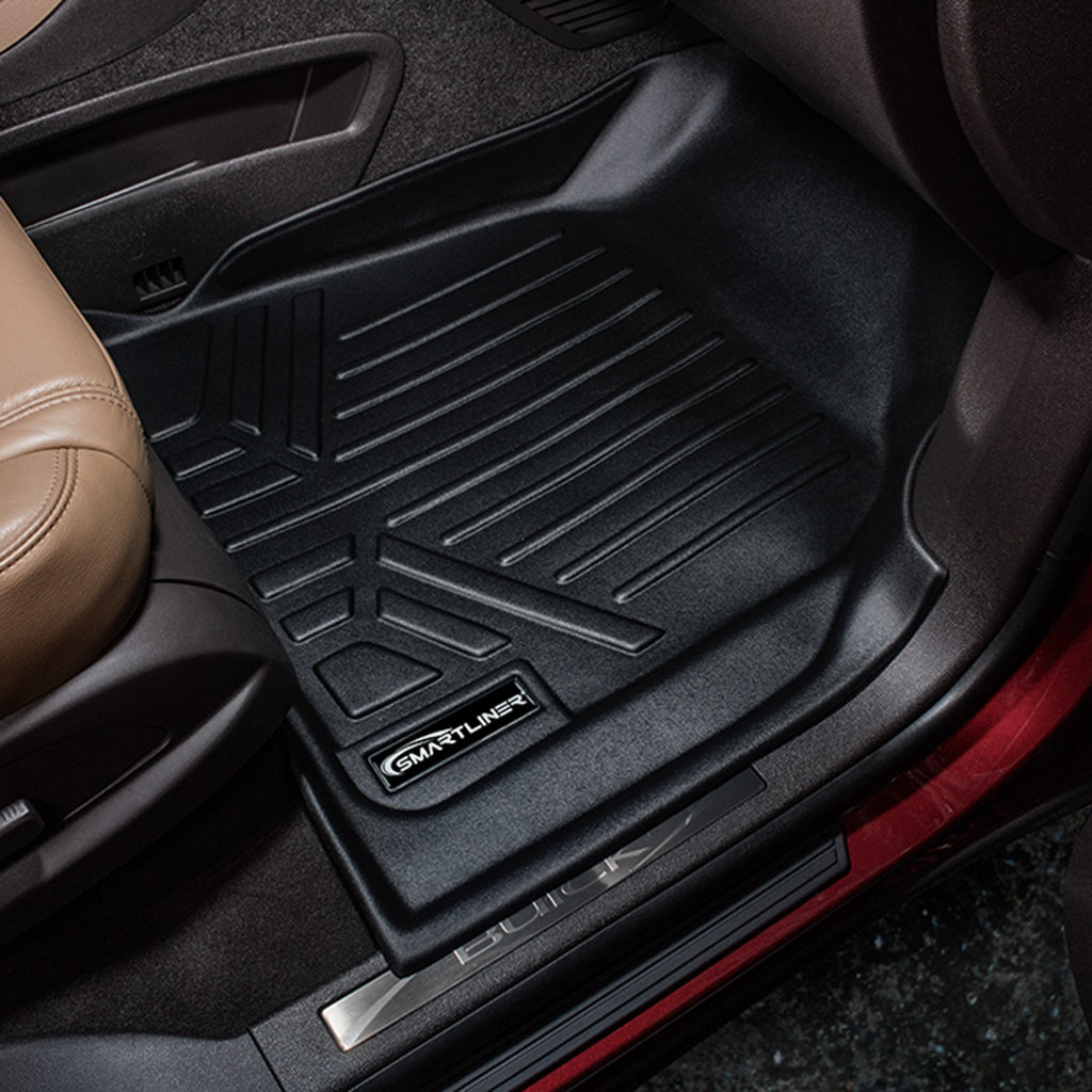 SMARTLINER Custom Fit Floor Mats 3 Row Liner Set Black Compatible With Enclave / Acadia / Outlook with 2nd Row Bucket Seats (SA0043/B0326)