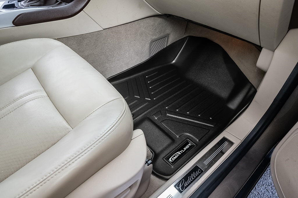 SMARTLINER Custom Fit All Weather Protection Black 2 Row Floor Liners & Cargo Liner behind the 2nd Row Seats Compatible With 2010-2016 Cadillac SRX (SA0087/B0087/D0087)