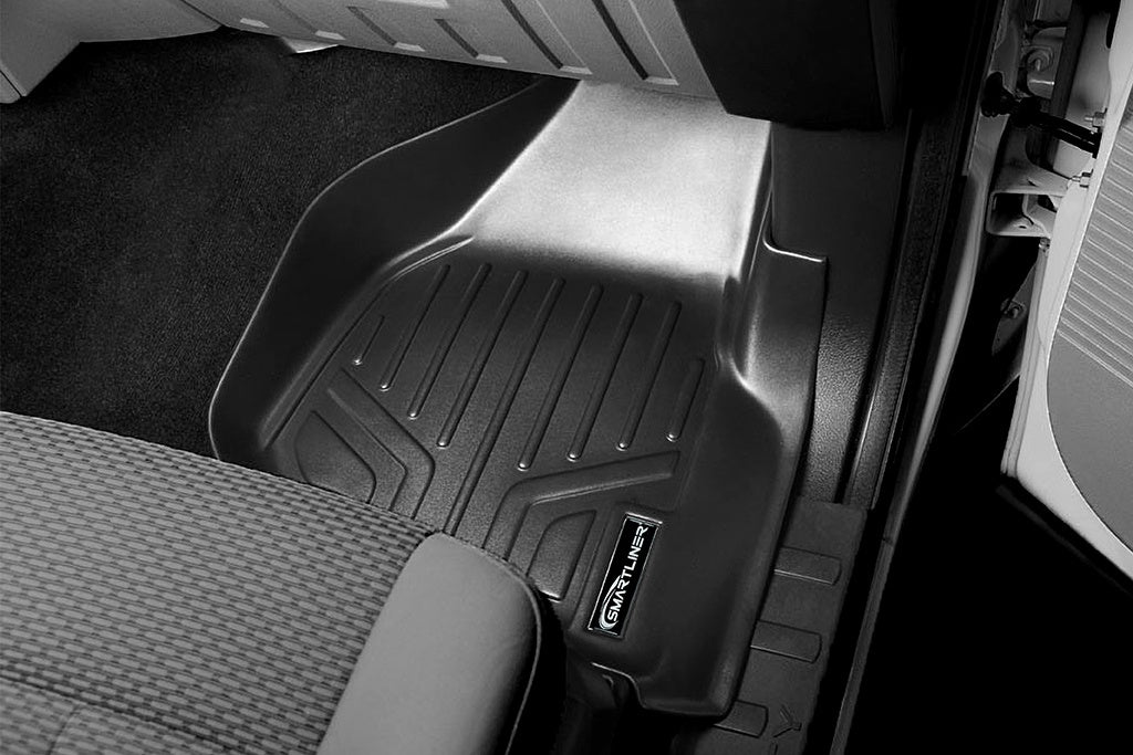 SMARTLINER Floor Mats Liner Set Black Compatible With 2011-2012 F-250/F-350/F-450 Super Duty Crew Cab with Depressed Drivers Side Pedal (SA0042/B0042)