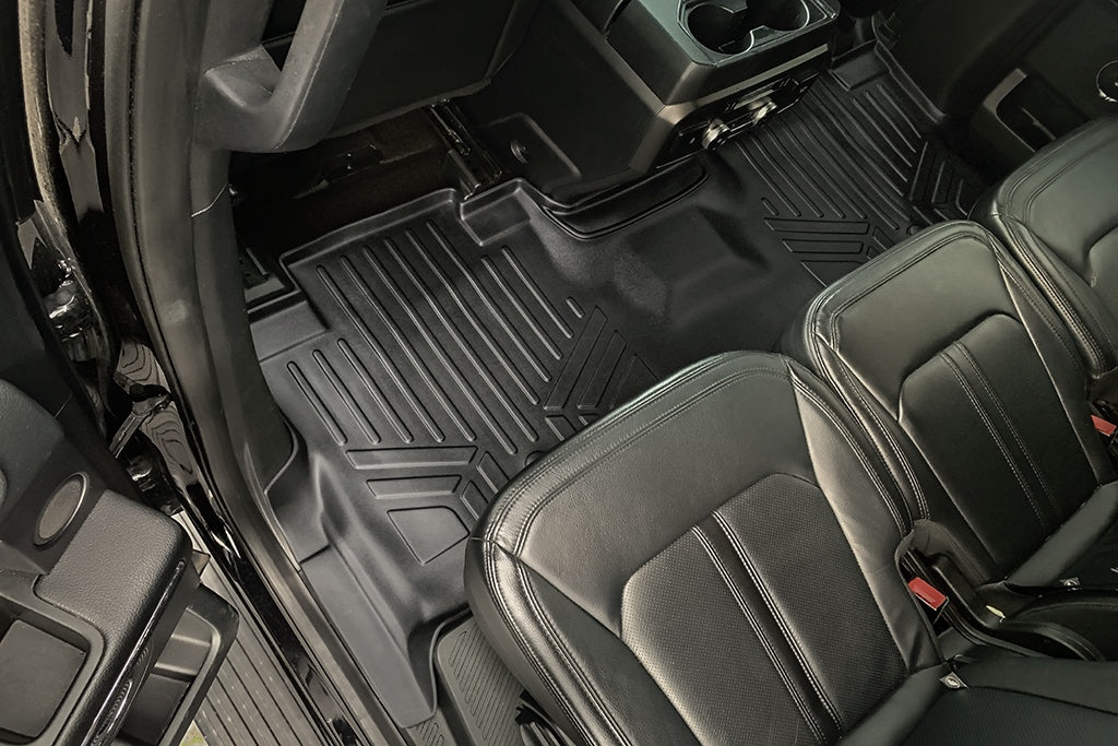 SMARTLINER Floor Mats 2 Rows - Cargo Liner Behind 2nd Row Set Black Compatible With 18-22 Expedition Max/Navigator L - 2nd Row Bench Seat (SA0350/B0351/D0351)