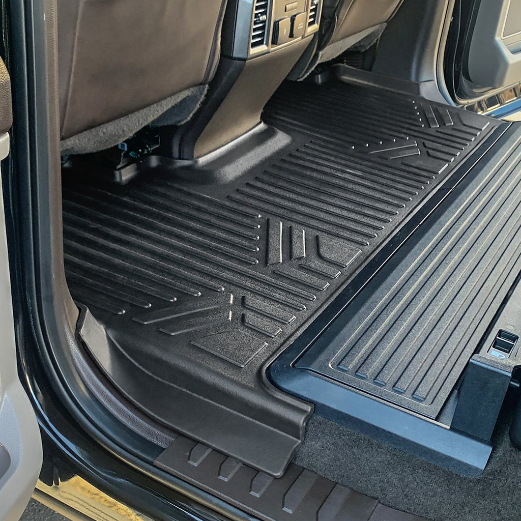 SMARTLINER Floor Mats 2nd Row Liner Black Compatible With 2017-2022 Ford F-250 / F-350 Super Duty Crew Cab with 1st Row Bucket Seats (SB0246)
