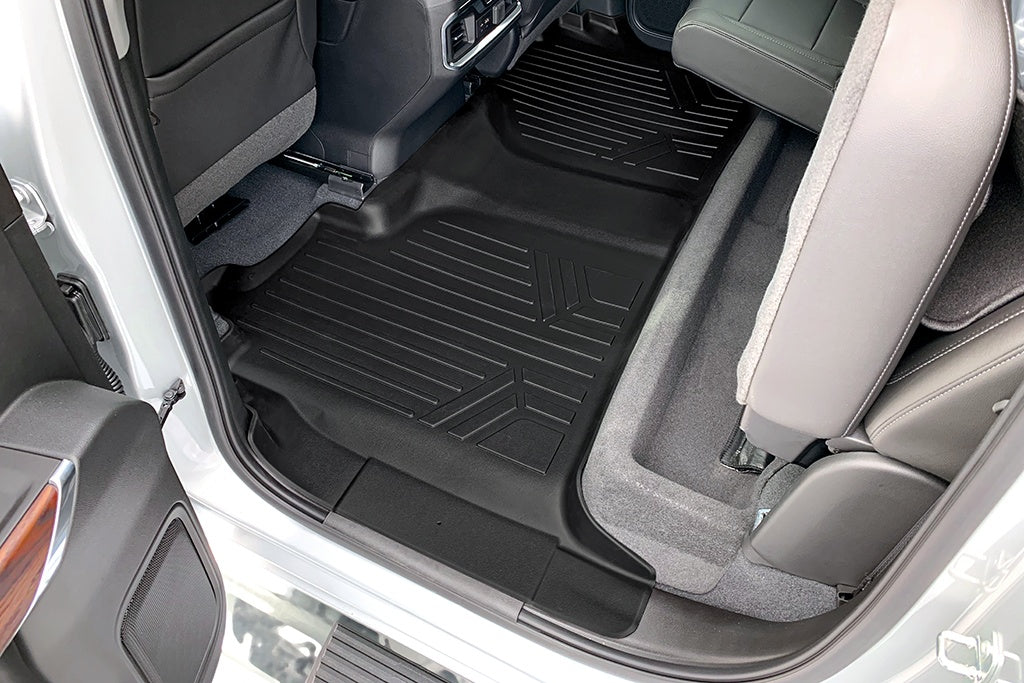 SMARTLINER Custom Floor Mats 2nd Row Liner Black Compatible With 2019-2021-2021 Silverado/Sierra 1500 Crew Cab with 1st Row Bench or Bucket Seats (SB0400)