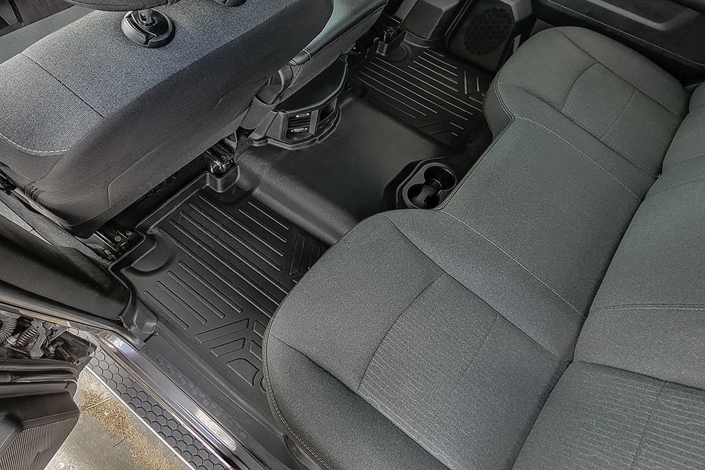 SMARTLINER Custom Floor Mats Set Black Compatible With 2019-2023 Ram 2500/3500 Crew Cab with 1st / 2nd Row Bench Seat (SA0451/B0450)