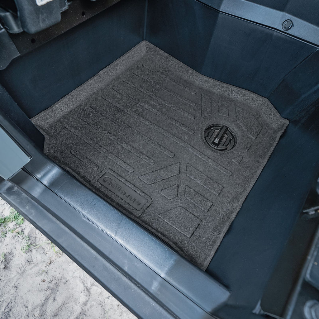 SMARTLINER All Weather Protection Custom Fit Black 2 Row Rugged Rubber Floor Liner Set Compatible With 2019-2023 Polaris General XP 4 1000 (UA0126/UB0126)