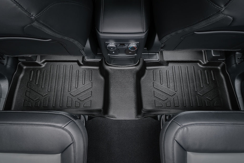 SMARTLINER Floor Mats 3 Row Liner Set Black Compatible With 2020-2023 Ford Explorer Fits 6 and 7 Passenger Models with 2nd Row Bench Seats (SA0423/B0423/C0502)