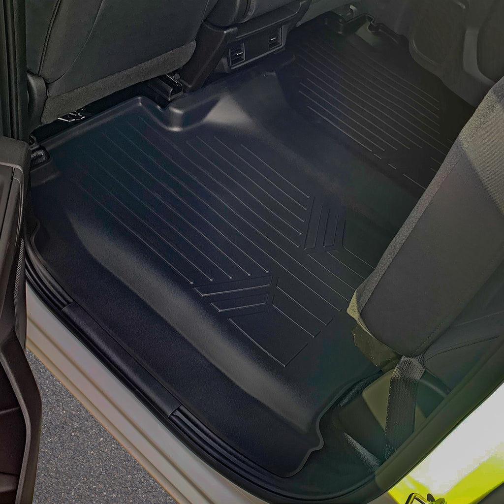 SMARTLINER Custom Floor Mats 2 Row & Truck Bed Liner Set Compatible with Vinyl Floor 2019-24 Silverado/Sierra 1500 Crew Cab with 1st Row Bench (SA0457/B0457/J0400)