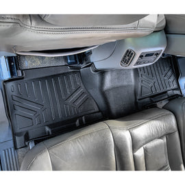 SMARTLINER Floor Mats 2nd Row Liner Black Compatible With 2001-2006 Chevy / GMC / Cadillac Pick-Up and SUV - 2007 Classic Truck Models (SB0178)