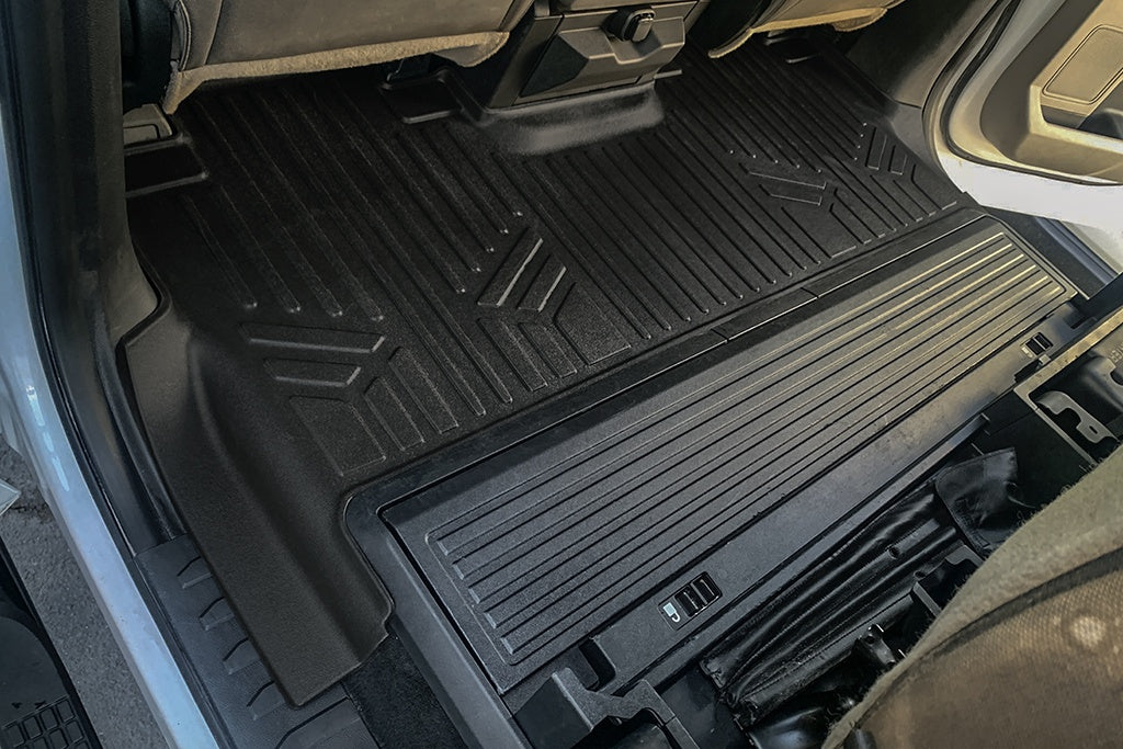 SMARTLINER Custom Floor Mats 2 Row Liner Set Black Compatible With 2017-2024 Ford F-250/F-350 Super Duty Crew Cab with 1st Row Bench Seat (SA0298/B0298)