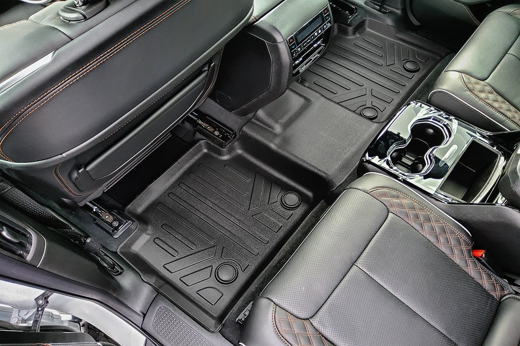 SMARTLINER All Weather Custom Fit Black 2nd Row Floor Mat Liner Set Compatible With 2021-2023 Jeep Grand Cherokee L (SB0644)
