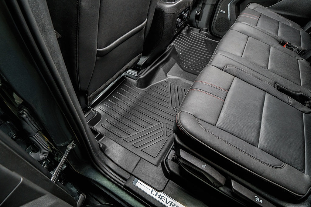 SMARTLINER 2 Row Floor Mats & Cargo Liner Behind 3rd Row Set Compatible With 2021-2024 Cadillac Escalade with 2nd Row Bench Seat (SA0524/B0525/E0524-R)
