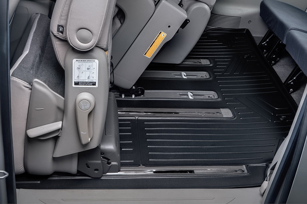 SMARTLINER Custom Fit Floor Mats and Cargo Liner Behind 3rd Row Set Black Compatible With 2015-2021 Kia Sedona 8 Passenger Model Only (SA0203/B0203/E0203)