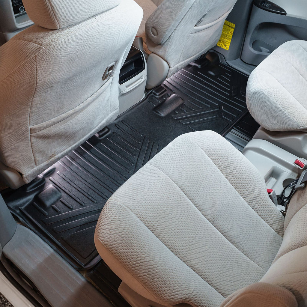 SMARTLINER Custom Fit Floor Mats 2 Row Liner Set Black Compatible With 2011-2012 Toyota Sienna 8 Passenger Model (SA0083/B0083)