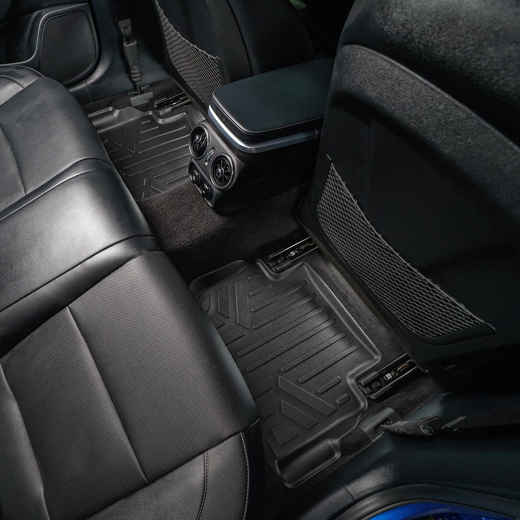 SMARTLINER Custom Fit All Weather 2 Row Black Floor Mat Liner Set Compatible With 2018-2023 Kia Stinger Models) (SA0554/B0554)