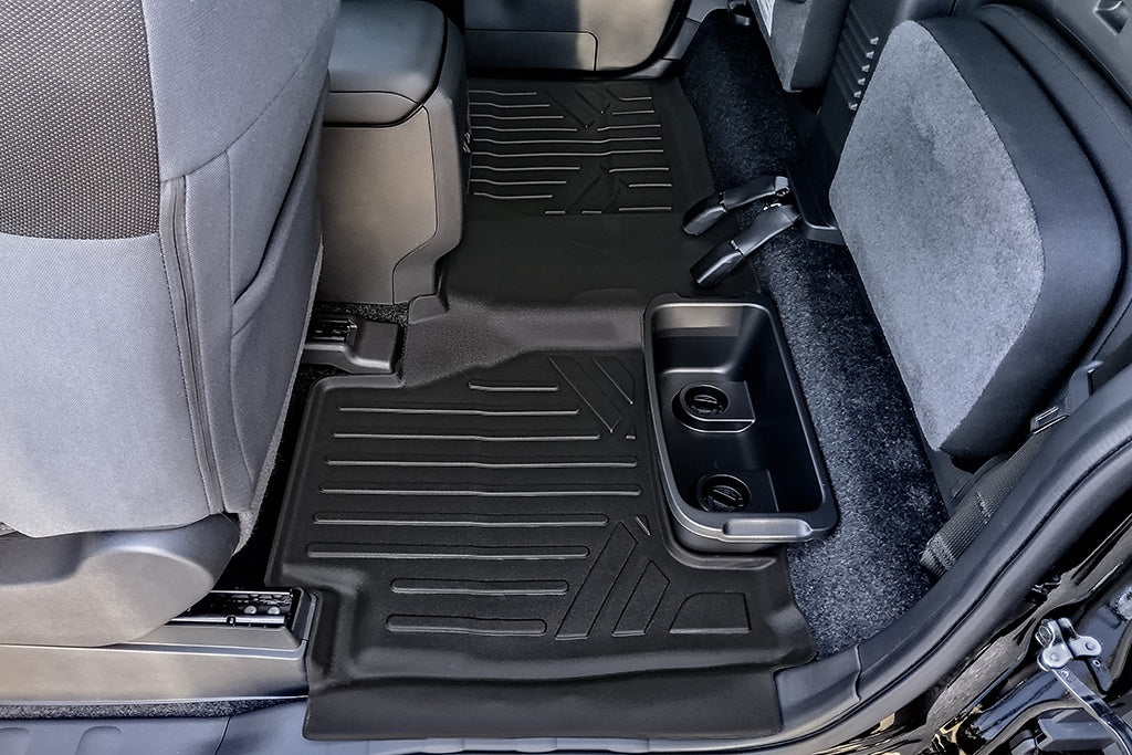 SMARTLINER Custom Floor Mats 2 Row Liner Set Black Compatible With 2022-2023 Nissan Frontier King Cab (SA0571/B0596)