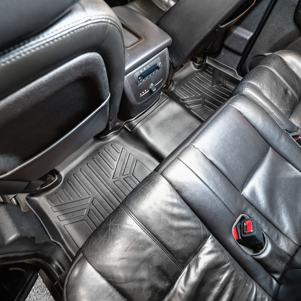 SMARTLINER Custom Fit Floor Mats 2nd Row Liner Black Compatible With 2007-2014 Tahoe / Suburban / Yukon / Denali and XL Models (SB0015)